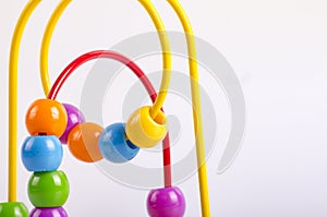 closeup image of beads roller coster ball toy on white background