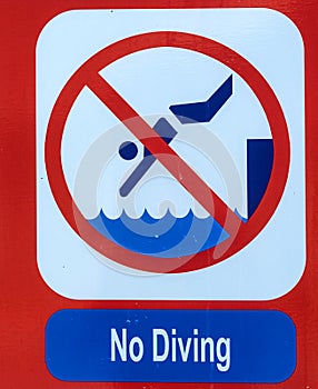 Close up no diving sign