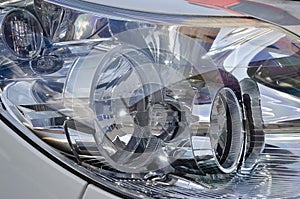 Closeup image of a car head lamp
