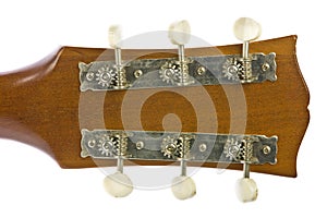 Closeup image of classical guitar tuners