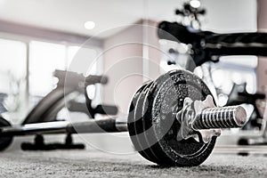 Closeup image of a fitness equipment in gym