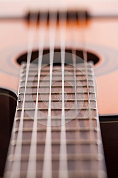 Closeup image of guitar fingerboard
