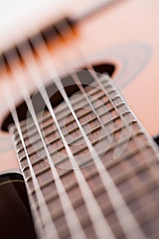 Closeup image of guitar fingerboard
