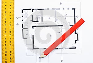 Closeup image of house construction plan