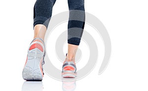 Closeup image of a legs going to run