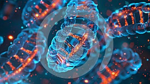 A closeup image of mitochondrial DNA a circular and highly compacted molecule essential for cellular energy production photo