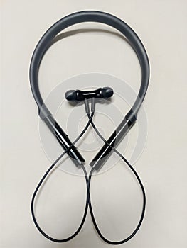 Closeup image of neckband headphones photo