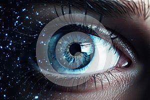 A closeup image of a persons eye reflecting the starlit sky hinting at the possibility of making a connection Psychology