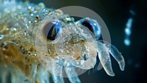 A closeup image of a rotifers specialized jaws used to grind and ingest tiny particles of food from its aquatic