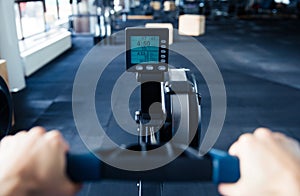 Closeup image of simulator at gym