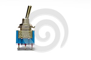 Closeup Image of Two-Positional Toggle Switch Placed On White Background