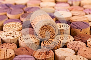 Closeup image of wine bottle corks