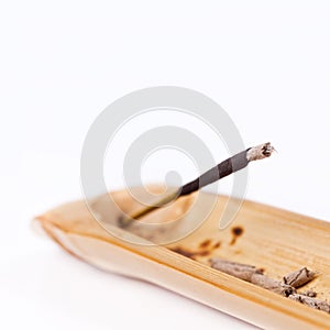 Closeup of incense stick burning