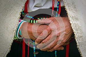 Closeup of an indigenous woman's hands, Chimborazo photo