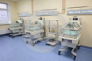 Closeup of infant incubator technology