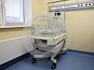 Closeup of infant incubator technology photo