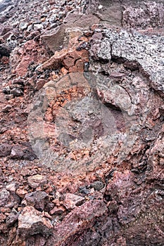 Closeup of inner red pieces of 2018 Kilauea volcano lava, Leilani Estate, Hawaii, USA photo