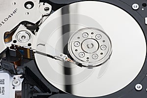 Closeup inside Hard Drive