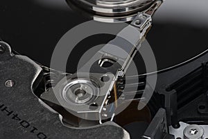 Closeup inside Hard Drive