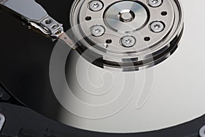 Closeup inside Hard Drive