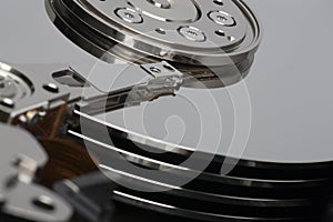 Closeup inside Hard Drive