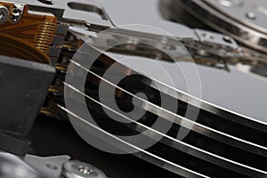 Closeup inside Hard Drive