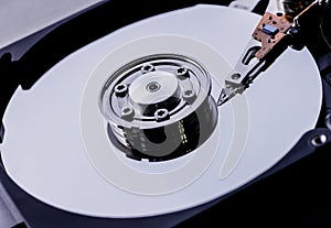 Closeup the inside harddrives