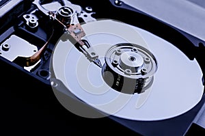 Closeup the inside harddrives