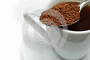 Closeup of instant coffee on spoon