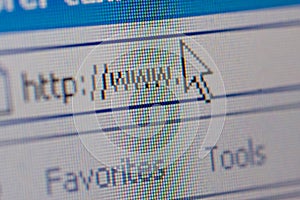 Closeup of internet url address