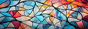 Closeup Of Intricate Details Of A Colorful Stainedglass Window photo