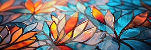 Closeup Of Intricate Details Of A Colorful Stainedglass Window photo