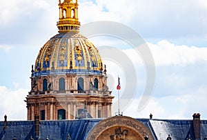 Closeup of Invalides building and dome, Paris