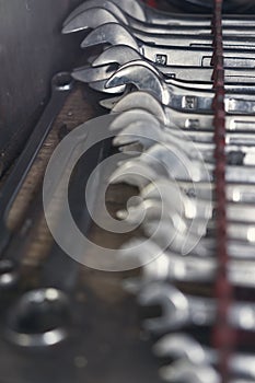 Closeup of iron spanners set