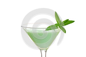 Closeup isolated grasshopper cocktail with mint