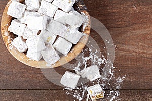 Closeup isolated image of Traditional Turkish delight,