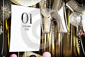 Closeup of January calendar