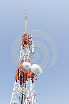 Closeup of a Japan radio telecommunication antenna tower