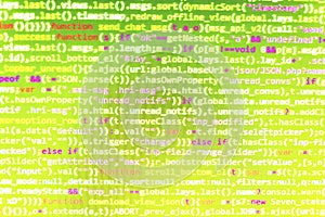 Closeup of Java Script, CSS and HTML code.