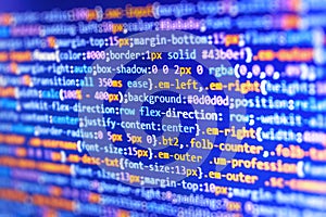 Closeup of Java Script, CSS and HTML code.