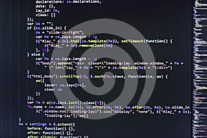 Closeup of Java Script, CSS and HTML code.