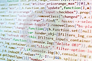Closeup of Java Script, CSS and HTML code.