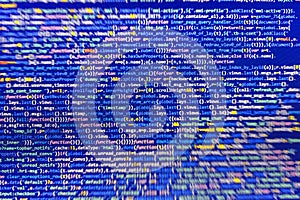 Closeup of Java Script, CSS and HTML code.