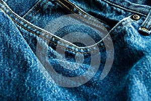 Closeup Of Jeans Texture Background, Lot Of Different Blue Jeans, Texture Of Classic, Space For Text And Ideas Of Fashion