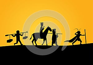 Closeup Journey to the West in silhouette vector