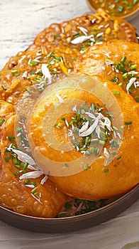 Closeup Kachori, a savory and aromatic Indian treat.