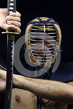 Closeup of kendo man