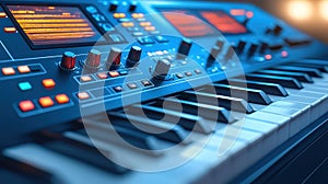 Closeup of keyboard keys, detailed view of modern input device closeup