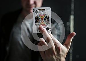 Closeup of king of spades card