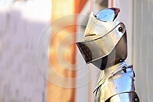 Closeup of a knight armor on a blurry background